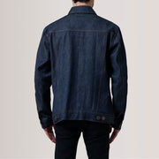 
Detaje nga afër of Classic Collar & Heavy-Duty Zipper Hardware on Conard Ash Grey Denim Trucker Jacket For Men