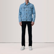 
Light Blue Full-Grain leather Jacket - Pamje e pasme me supe të theksuara dhe buzë të pastër
