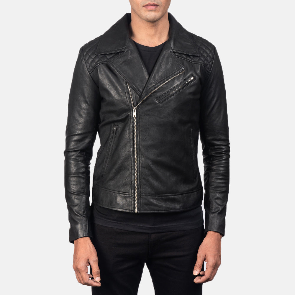 
Danny Quilted Brown Leather Biker Jacket - Pamje anësore me prerje ergonomike të mëngëve