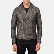 
Përpunim artizanal i buzës së poshtme Danny Quilted Brown Leather Biker Jacket
