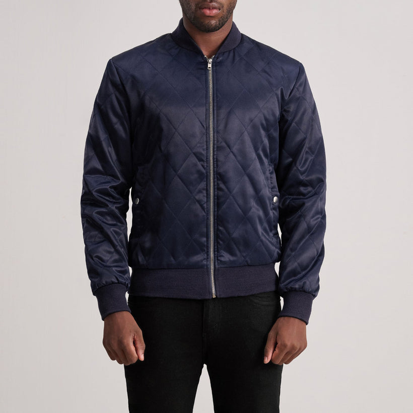 Danson Quilted Blue Varsity Xhaketë lëkure për meshkuj