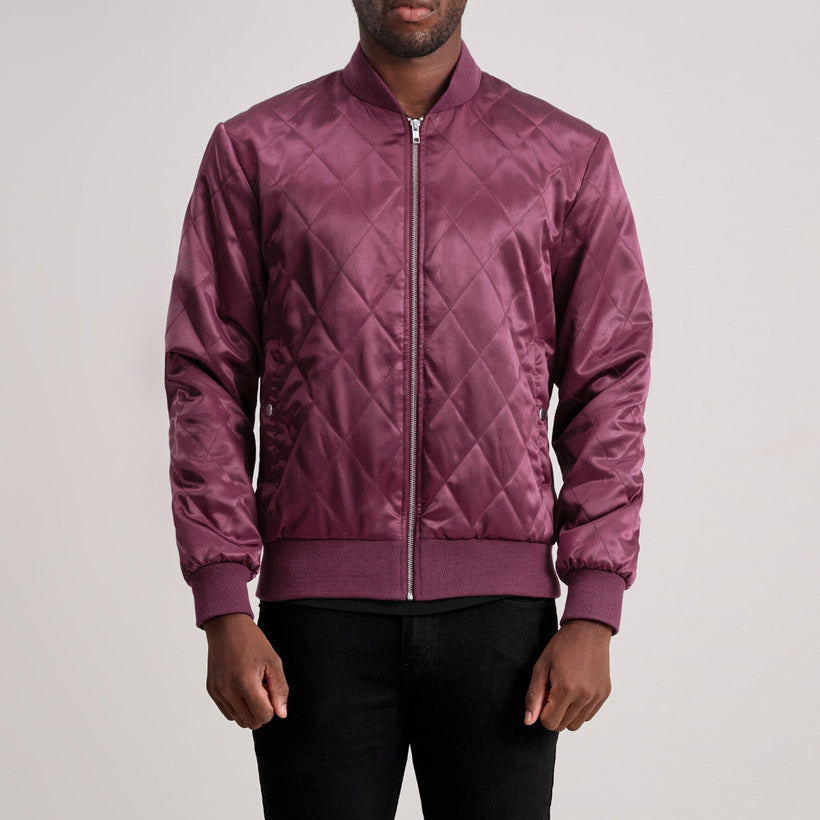 Danson Quilted Maroon Varsity Xhaketë lëkure për meshkuj