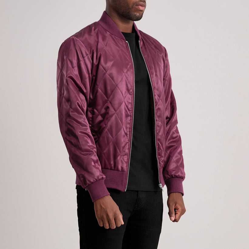 Danson Quilted Maroon Varsity Xhaketë lëkure për meshkuj