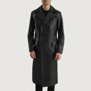 
Detaje nga afër of Notch & Button Hardware on Delmar Black Leather Double Breasted Coat