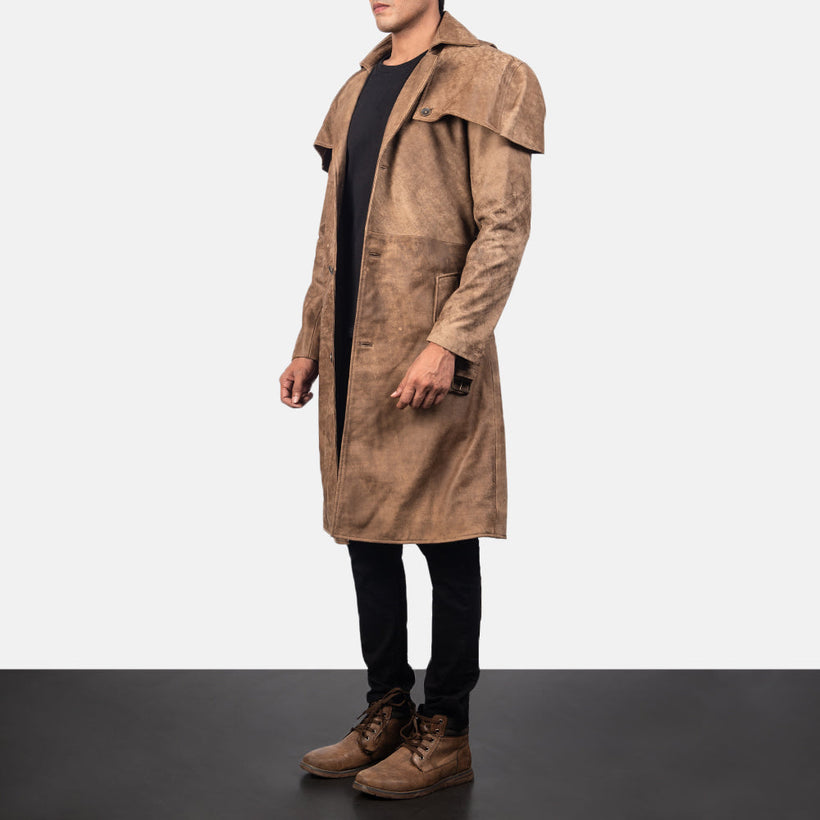 Deux Kafe Leather Duster për meshkuj