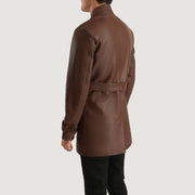 
Detaje nga afër of High neck with Belt & Snap button Hardware on Dolf Kafe Xhaketë Lëkure për Meshkuj