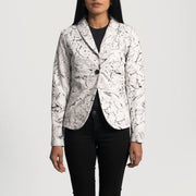 
Donna Blake White Xhaketë Xhaketë Blazer Lëkure Lëkure për Femra in White Sheepskin Dip &Amp; Dye - Pamje ballore dhe siluetë e përshtatur | Bli online
