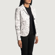 
White Sheepskin Dip &Amp; Dye Leather Blazer - Pamje e pasme me supe të theksuara dhe buzë të pastër