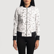 Women's Donna Blake White Leather Bomber Jacket in White Sheepskin Dip &amp;Amp; Dye - Front Profile View &amp; Tailored Silhouette | Buy Online