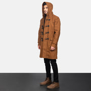 
Khaki Synthetic Wool Trench Coat - Pamje e pasme me supe të theksuara dhe buzë të pastër