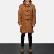 
Detaje nga afër of Shirt with Removable Hood & Toggle Buttons with Placket & Zipper Hardware on Drake Khaki Wool Duffle Coat