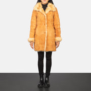 
Erica Beige Leather Coat - Pamje anësore me prerje ergonomike të mëngëve