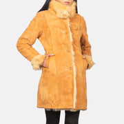 
Detaje nga afër of Notch & Button Hardware on Erica Beige Leather Coat