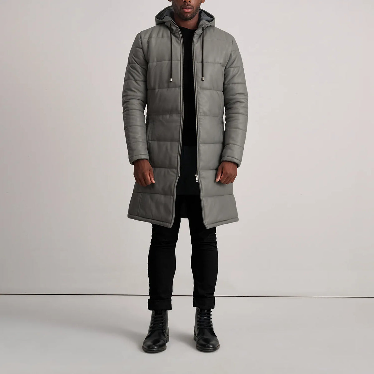 
Floyd Pallto Lëkure Kafe e çelët Puffer Xhaketë Lëkure për Meshkuj – alternate product view 3