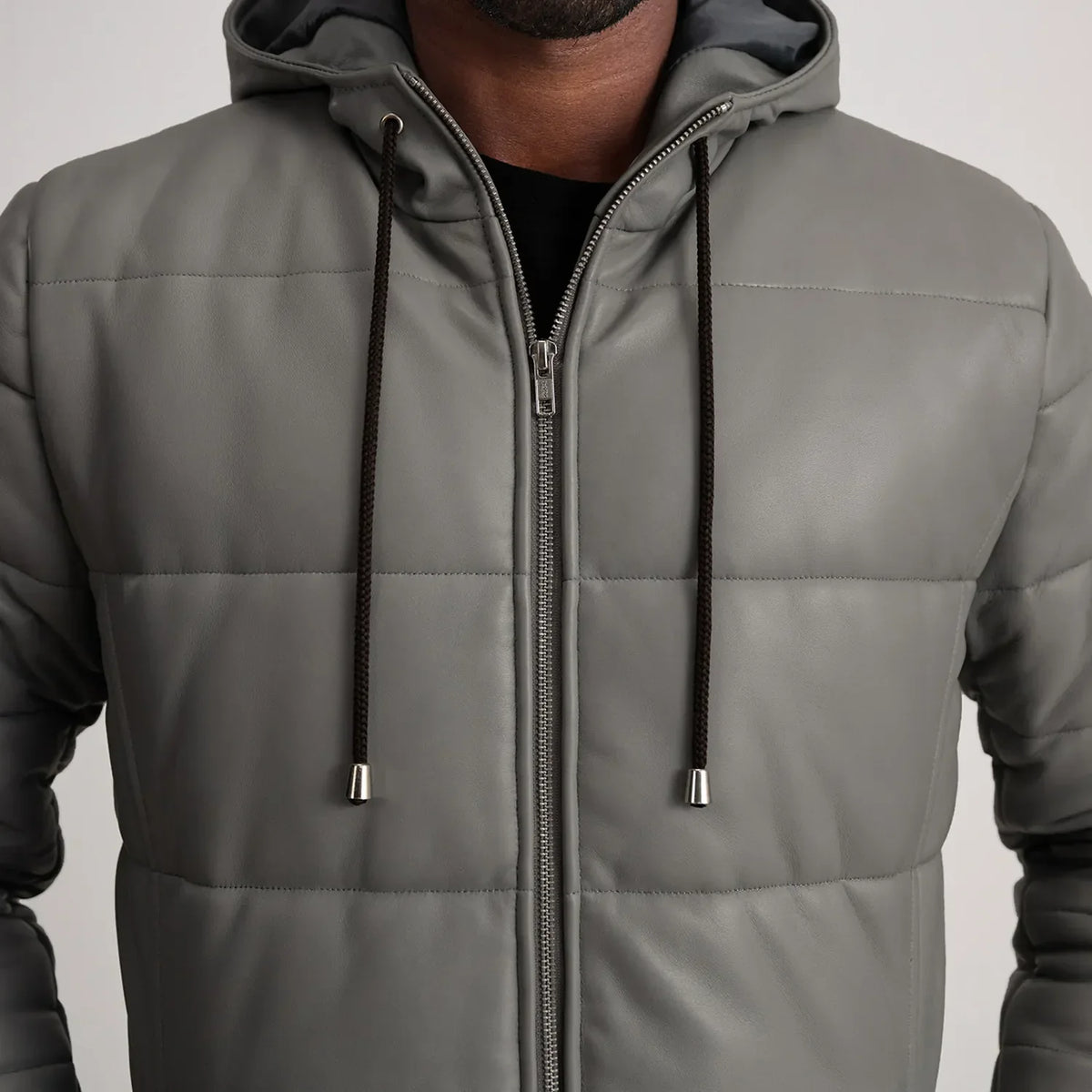 
Floyd Pallto Lëkure Kafe e çelët Puffer Xhaketë Lëkure për Meshkuj – alternate product view 4