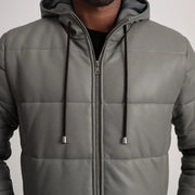 
Floyd Pallto Lëkure Kafe e çelët Puffer Xhaketë Lëkure për Meshkuj – alternate product view 4