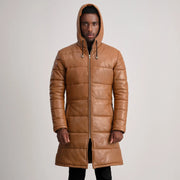 
Floyd Pallto Lëkure Kafe e çelët Puffer Xhaketë Lëkure për Meshkuj – alternate product view 4