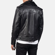 
Detaje nga afër of Notch with Removable Fur & Zipper with Waist belt Hardware on Furton Black Leather Biker Jacket