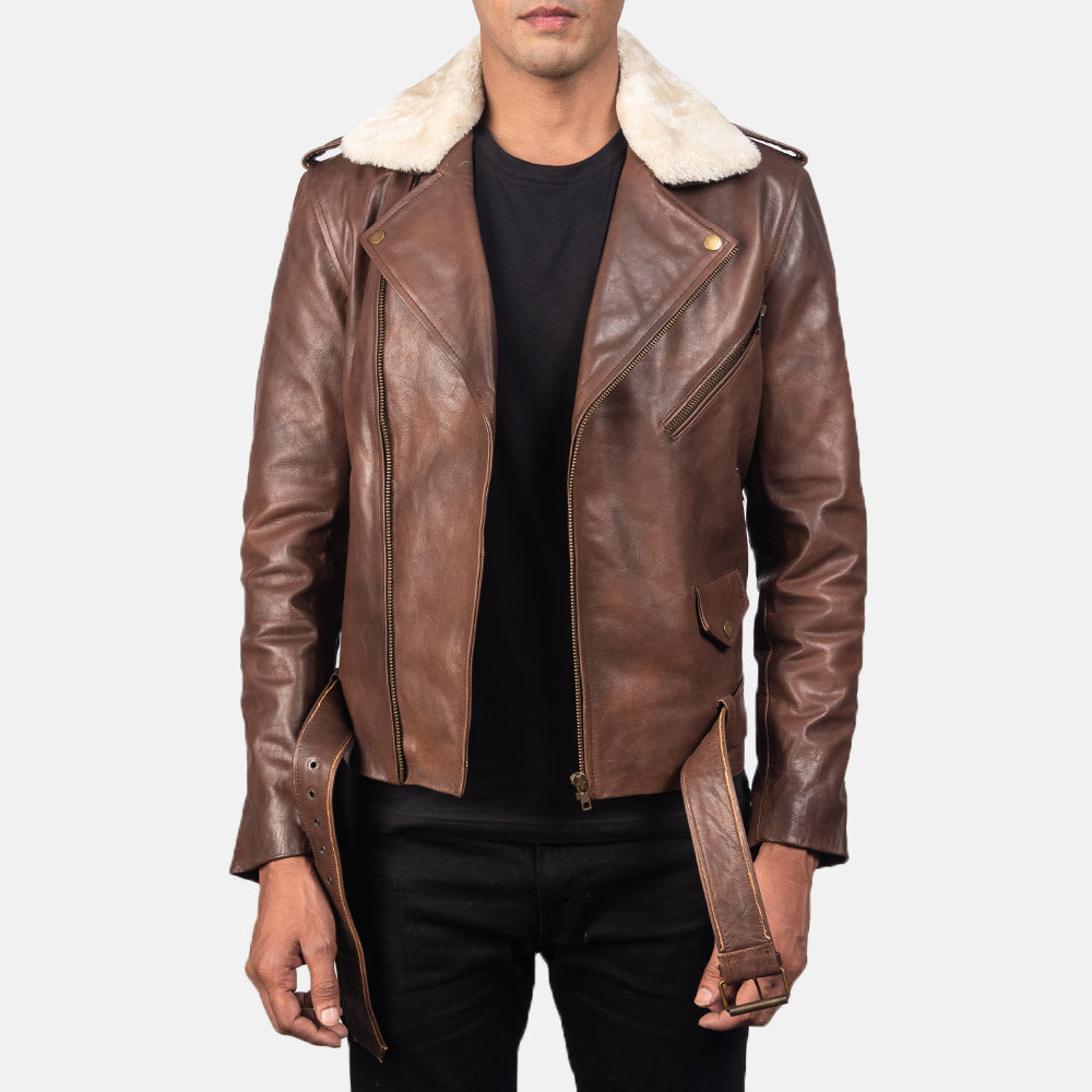 
Përpunim artizanal i buzës së poshtme Furton Black Leather Biker Jacket