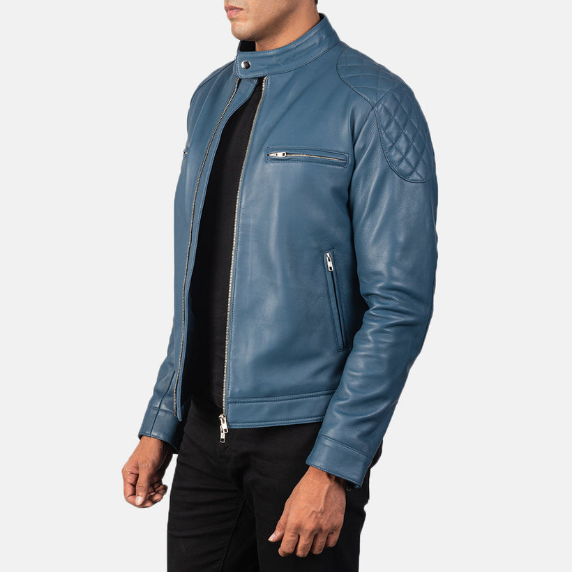 Gatsby Blue Xhaketë lëkure motorri për meshkuj