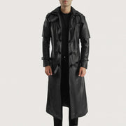 
Huntsman E zezë Hooded Mantel Trench Lëkure për Meshkuj in Black. Cowhide Leather - Pamje ballore dhe siluetë e përshtatur | Bli online