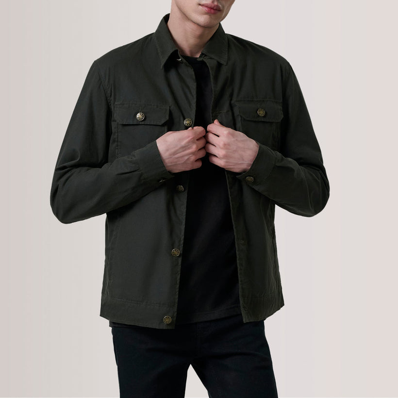 Irwin Olive Waxed Canvas Field Xhaketë lëkure për meshkuj