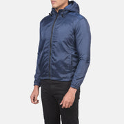 
Jimmy Blu Hooded Windbreaker Xhaketë Lëkure për Meshkuj - Pamje e pasme me supe të theksuara dhe buzë të pastër