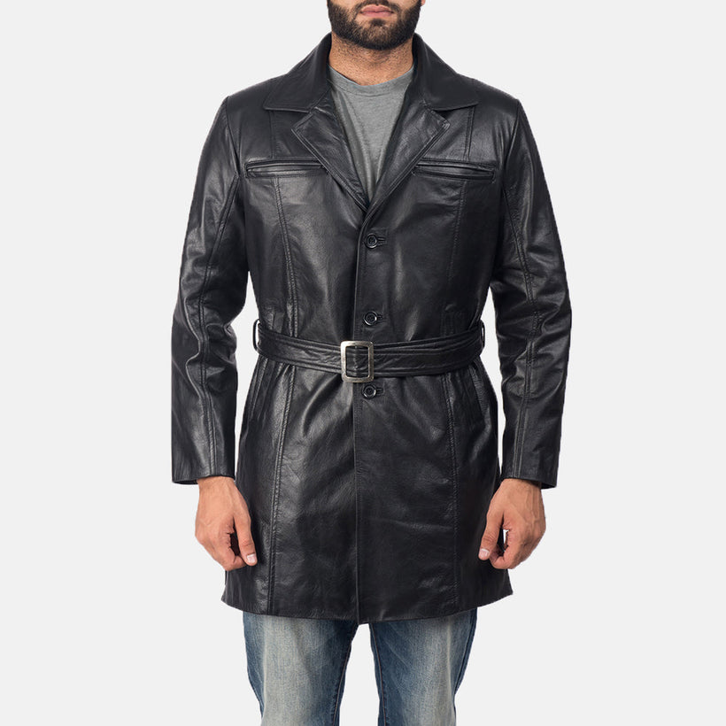 Jordan E zezë Leather Coat për meshkuj
