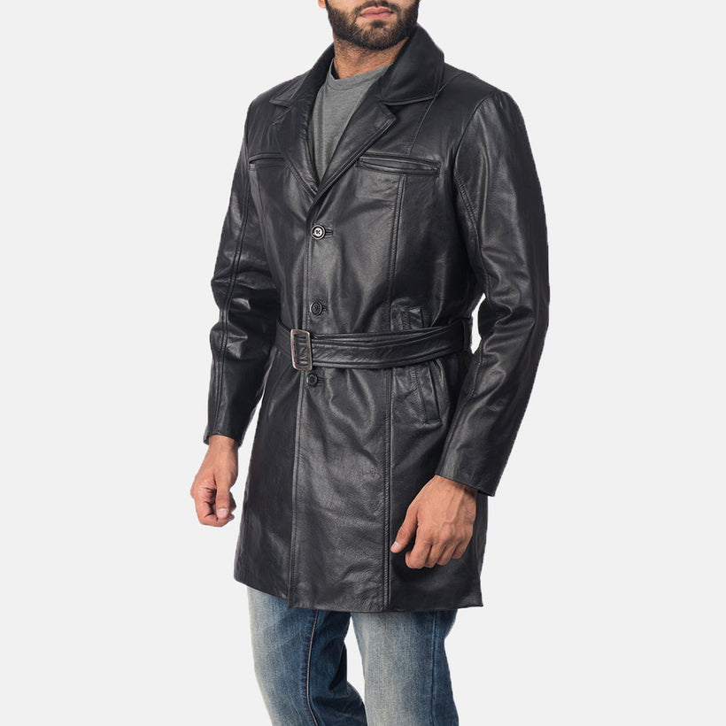 Jordan E zezë Leather Coat për meshkuj