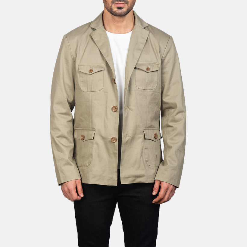 Kajetan Beige Safari Xhaketë lëkure për meshkuj