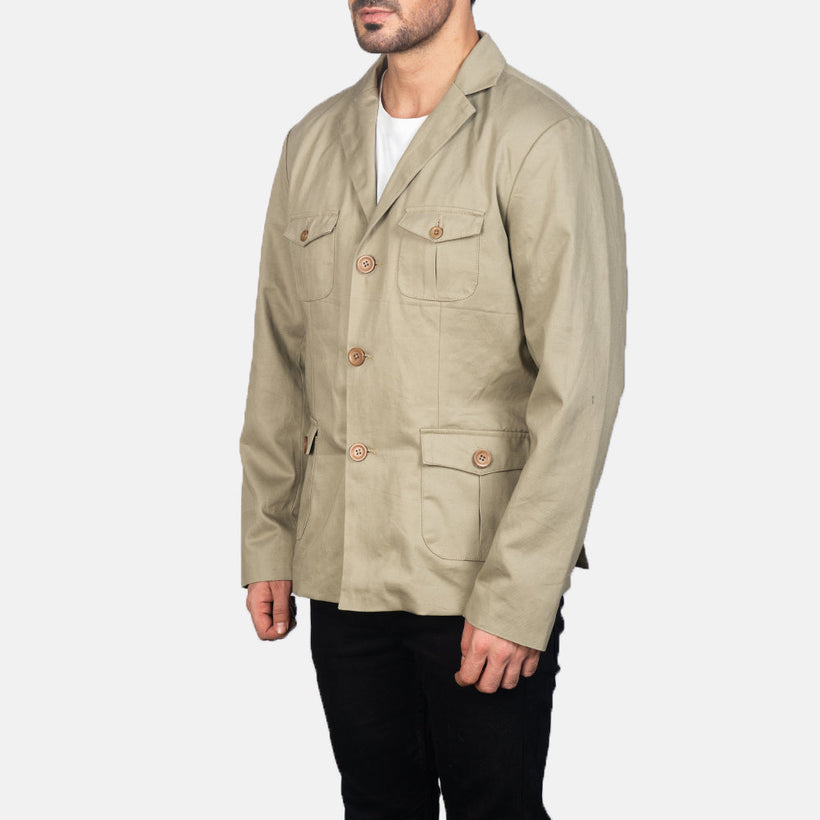 Kajetan Beige Safari Xhaketë lëkure për meshkuj