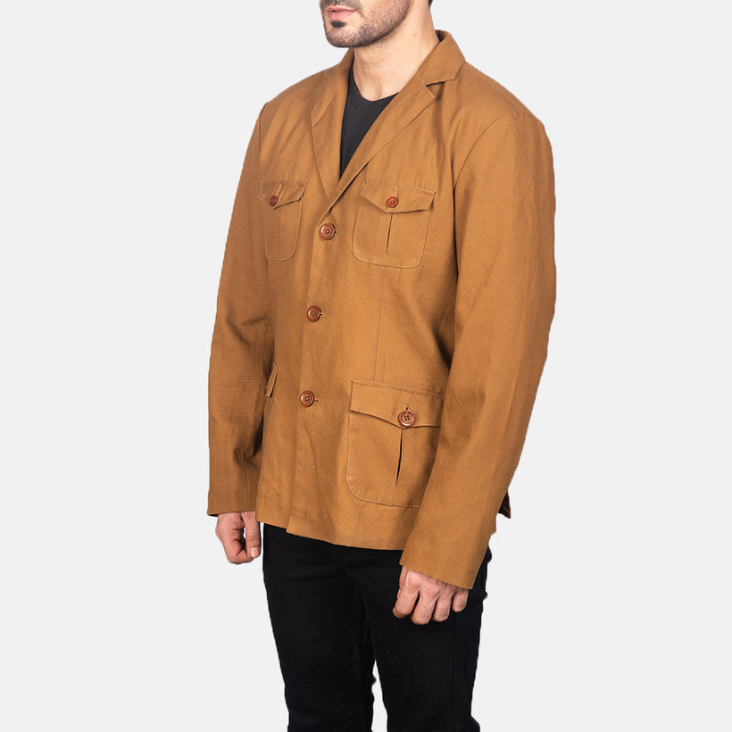 Kajetan Khaki Safari Xhaketë lëkure për meshkuj