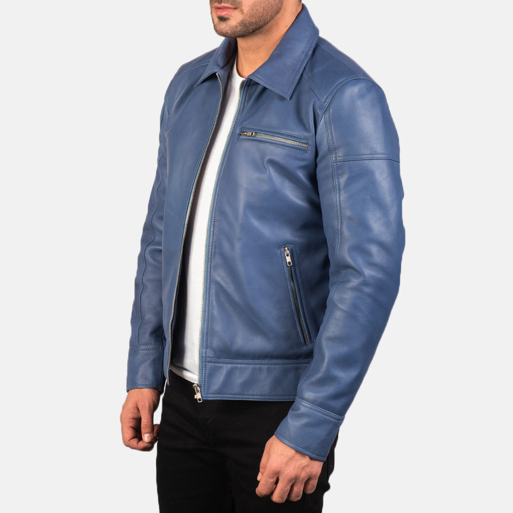 
Brown Cowhide Leather Biker Jacket - Pamje e pasme me supe të theksuara dhe buzë të pastër