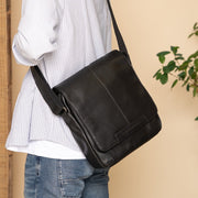 Classic 100% Full-Grain leather Bag - Rear Perspective Showing Reinforced Leather Straps &amp; Stitching