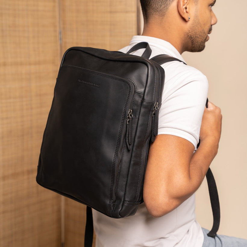 Jasper Full-Grain Leather Laptop Backpack për femra
