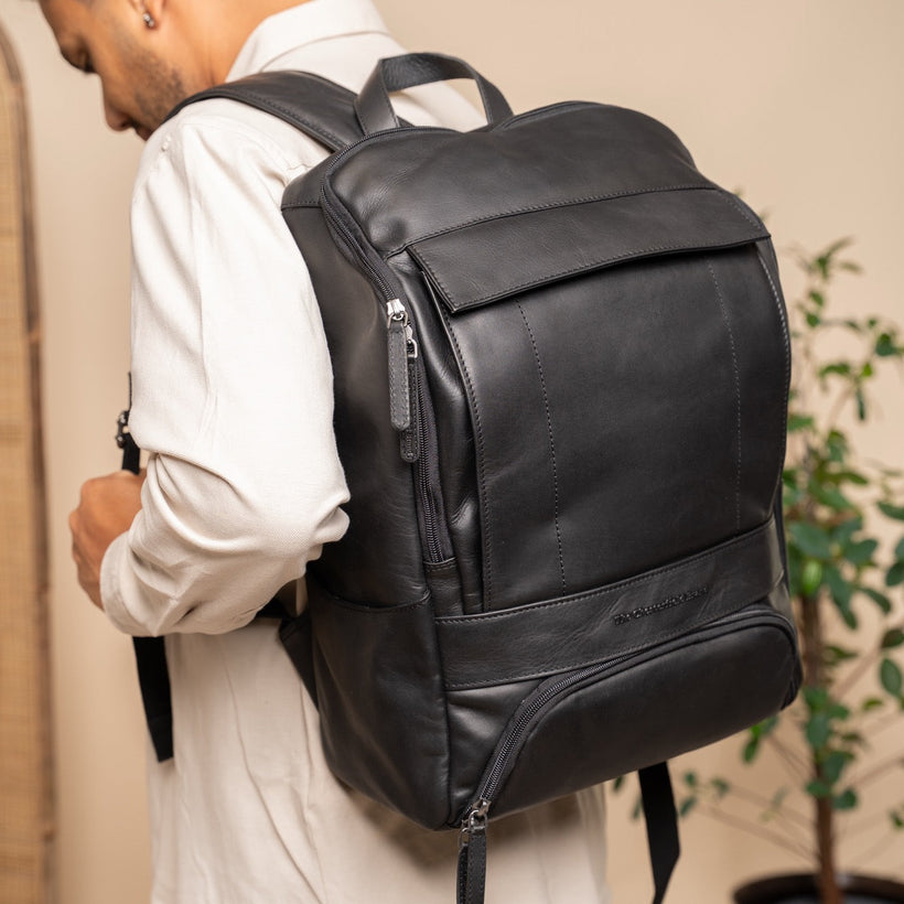 Rich Full-Grain Leather Laptop Backpack për meshkuj