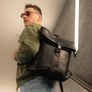 
Classic 100% Full-Grain leather Backpack - Pamje e pasme me rripa lëkure të përforcuar