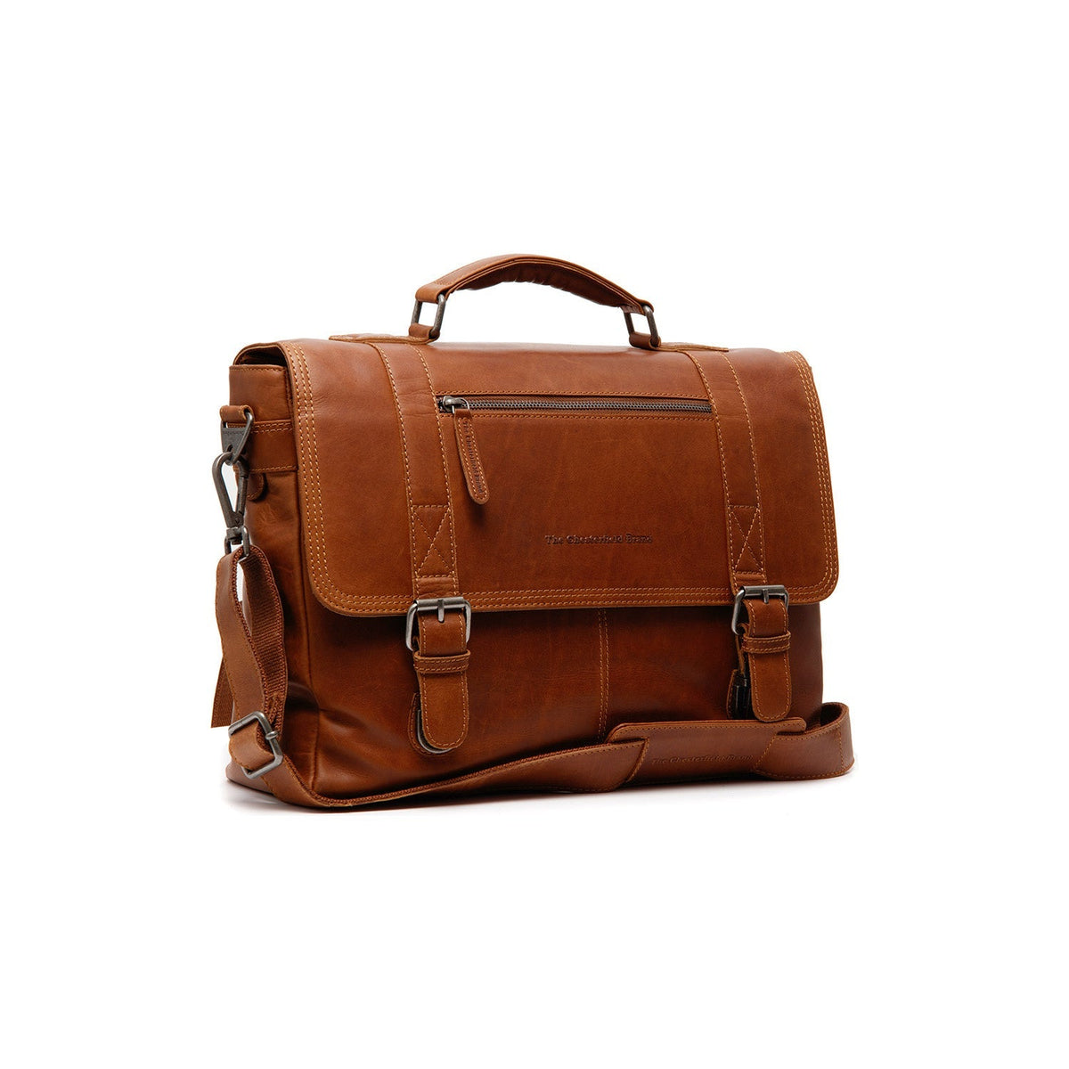 Imperia Full-Grain Leather Laptop Bag në lëkurë klasike 100% të vërtetë flor integral - Full Exterior Pamje ballore dhe siluetë e përshtatur | Bli online