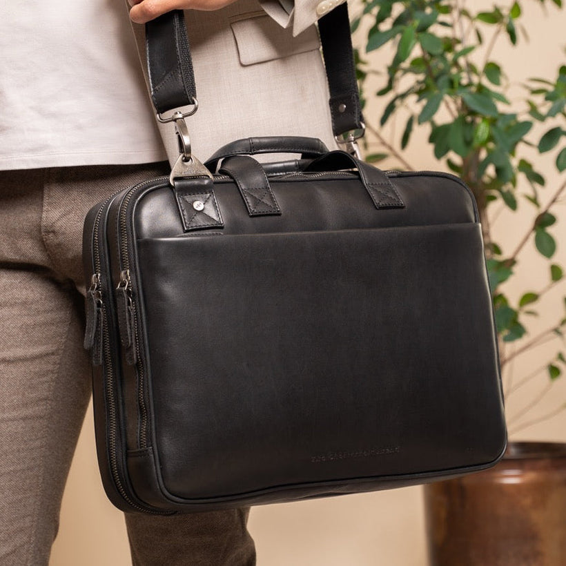 Iseo Full-Grain Leather Laptop Bag për meshkuj