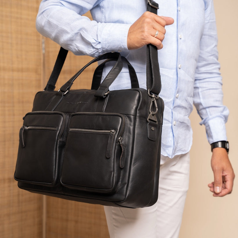Misha Full-Grain Leather Laptop Bag për femra