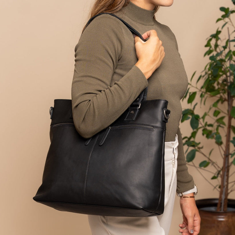 Rome Full-Grain Leather Shopper për femra