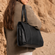 
Classic 100% Full-Grain leather Bag - Pamje e pasme me rripa lëkure të përforcuar