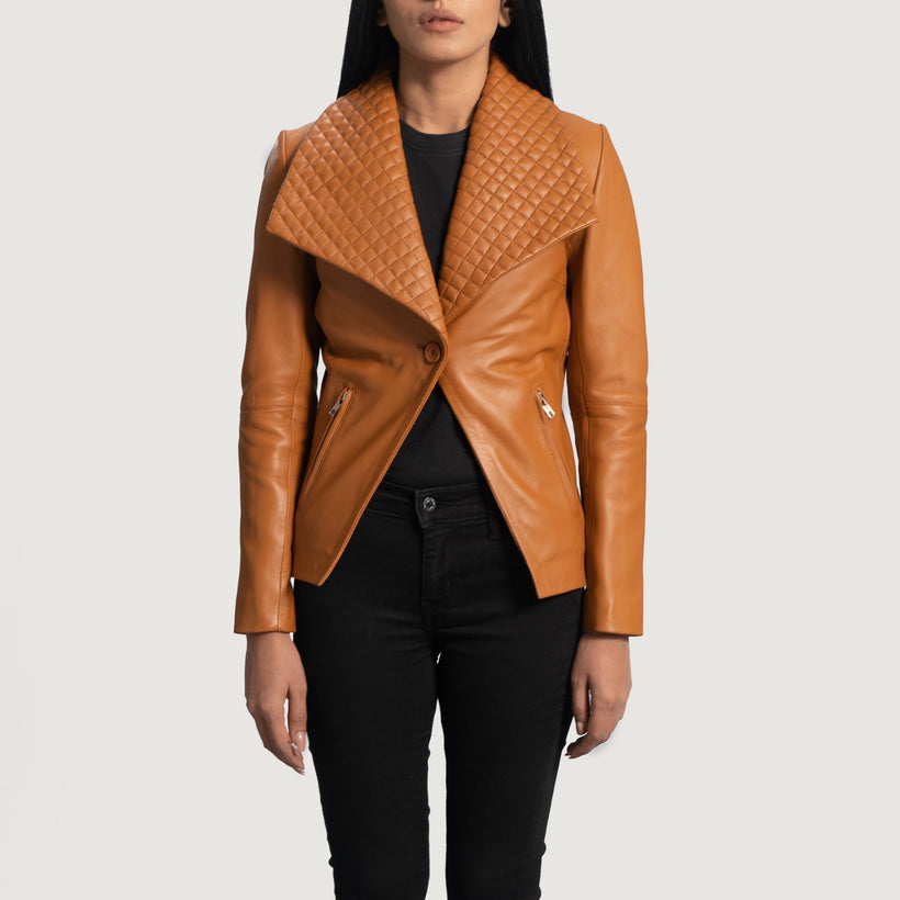 Lee Tan Kafe Leather Blazer për femra