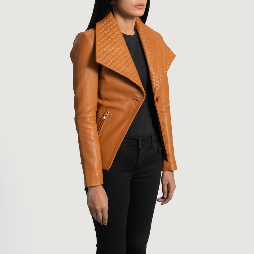 Lee Tan Kafe Leather Blazer për femra