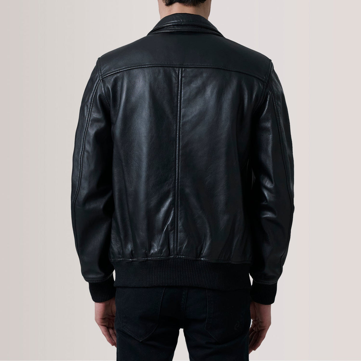 
Detaje nga afër of Classic Collar & Zipper Hardware on Lester Kafe Suede Xhaketë Bomber Lëkure për Meshkuj For Men