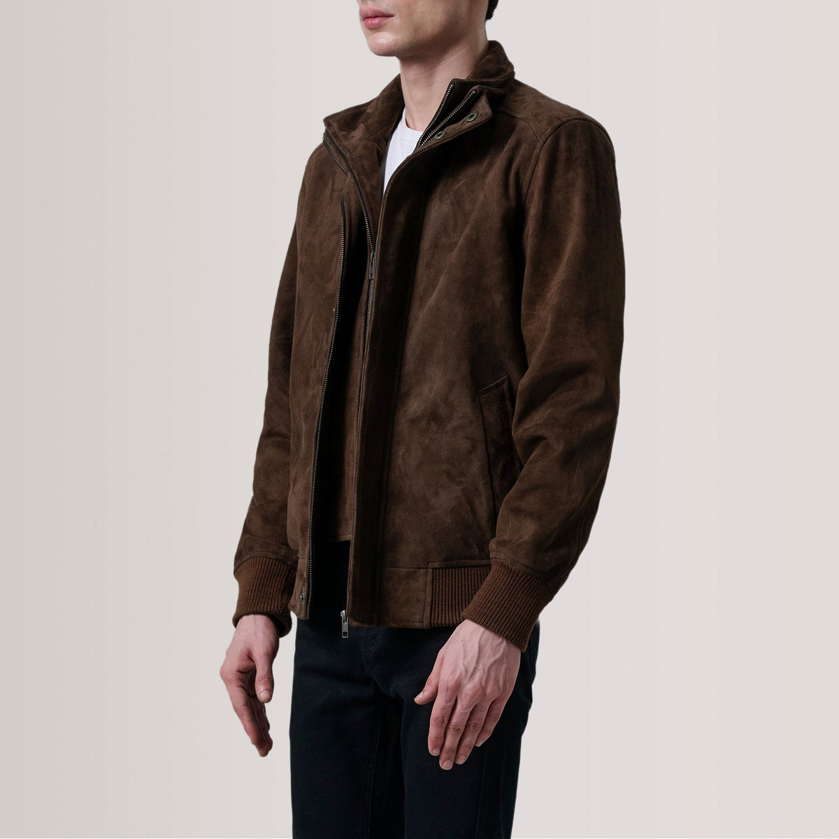 
Lester Kafe Suede Xhaketë Bomber Lëkure për Meshkuj – alternate product view 4
