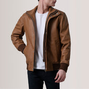 
Lester Kafe Suede Xhaketë Bomber Lëkure për Meshkuj – alternate product view 1