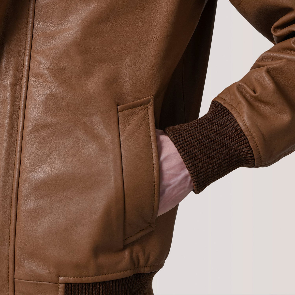 
Lester Kafe Suede Xhaketë Bomber Lëkure për Meshkuj – alternate product view 6