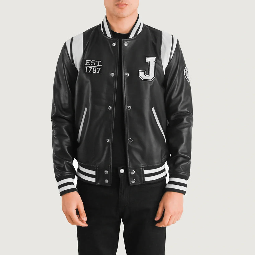 Liberte New Jersey E zezë Leather Varsity Xhaketë lëkure për meshkuj