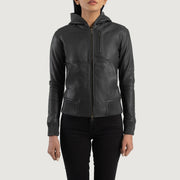 
Luna Hooded Xhaketë Bomber Lëkure për Femra – alternate product view 4